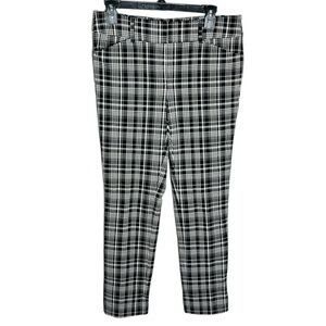 LOFT outlet plaid skinny ankle cotton blend stretch pants black and white size 4